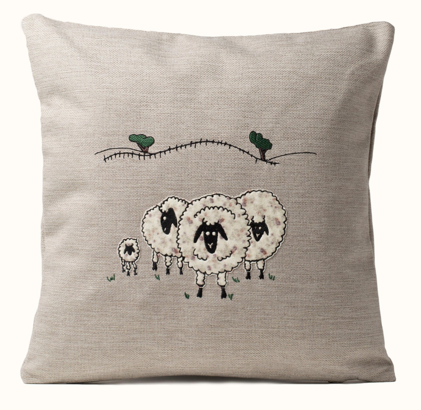 Birthday gift for sheep owner, Ewe cushion cover, Sheep applique throw pillow cover for sofa, Decorative armchair throw