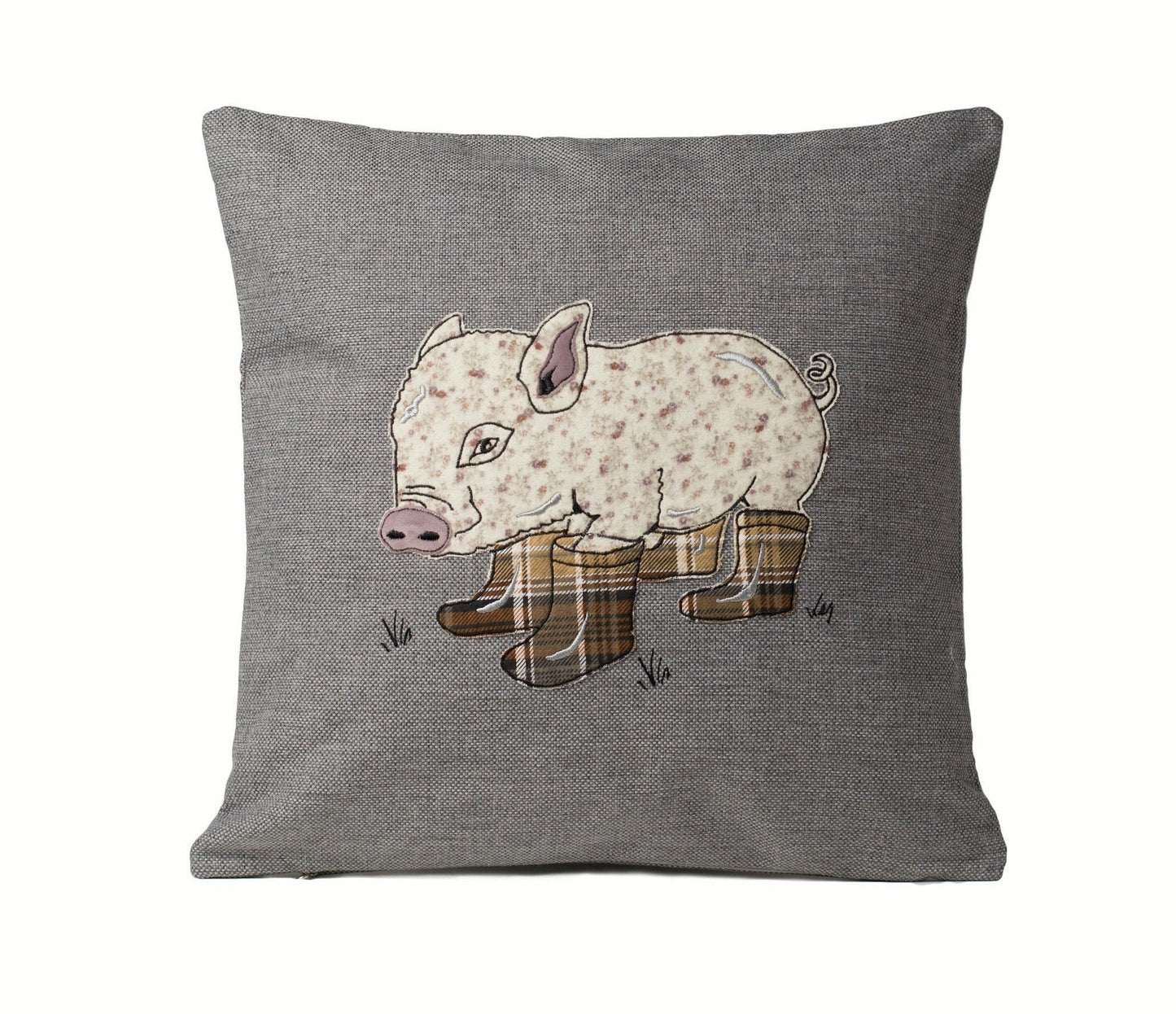 Pig cushion cover, Cute soft pink piglet pillow, Piggy applique throw for sofa, Birthday gift for pig lover, Country Farm home décor