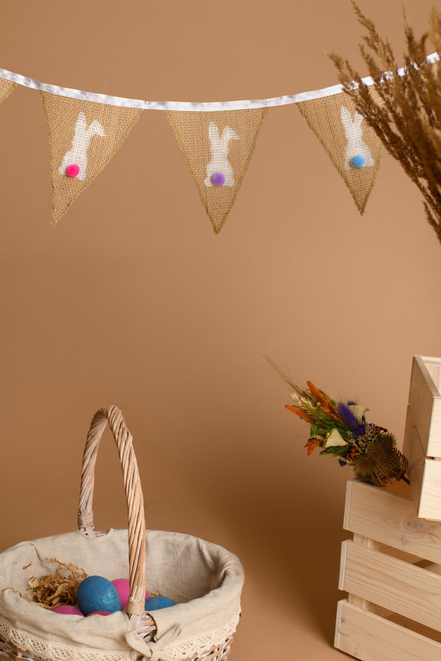 Easter bunny bunting, Easter rainbow bunny garland, Baby shower cute rabbit wall décor, Nursery spring décor