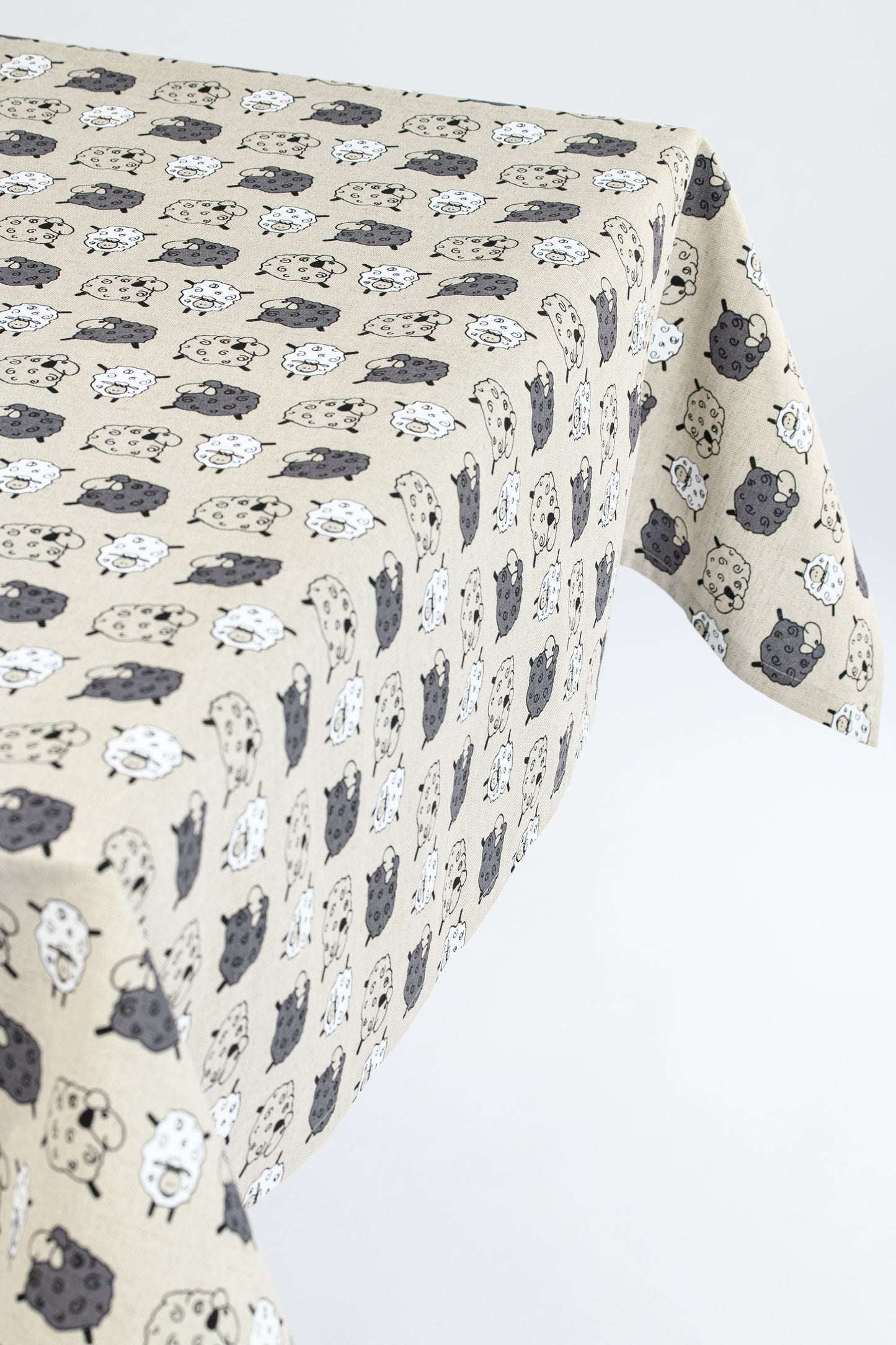 Sheep tablecloth, Ewe linen cloth, Country table covering, Flock of sheep farmhouse table topper, Cute sheep theme kitchen, Shepherd gift