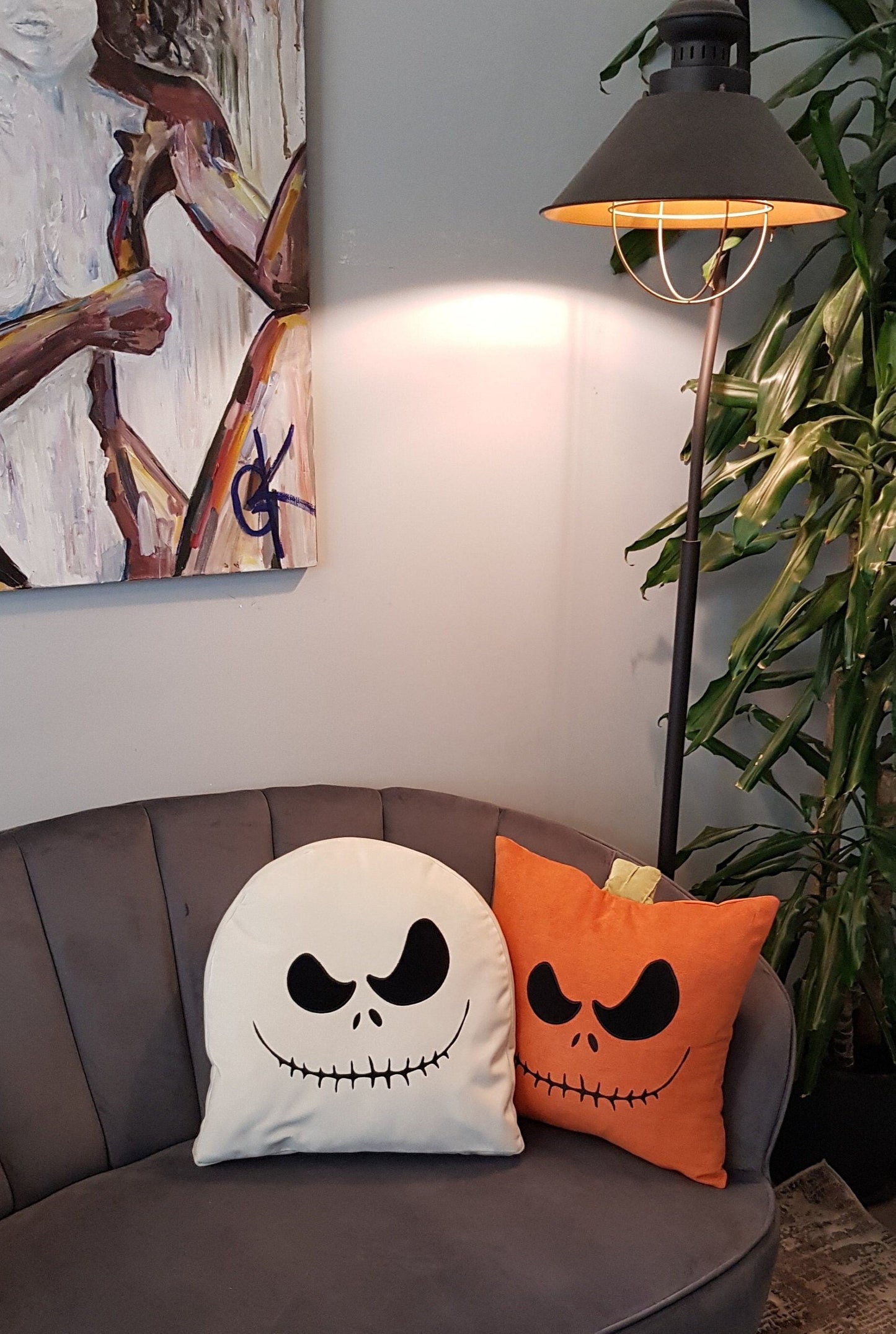 Halloween pumpkin shaped cushion