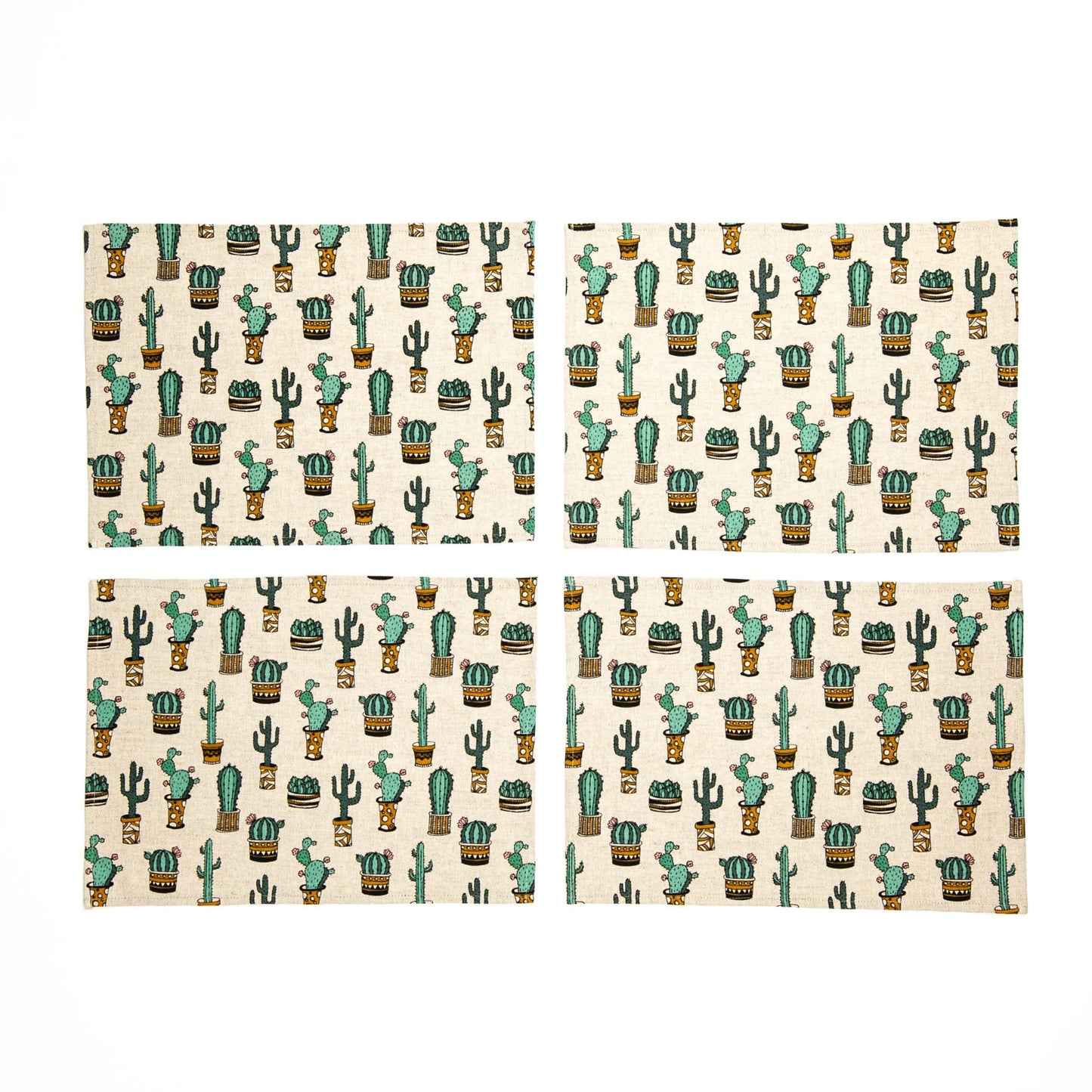Cactus placemat set of 2 4 6 8, Christmas gift for cactus fan, Green cactus placemat, Cactus print table topper, Cactus kitchen dining décor