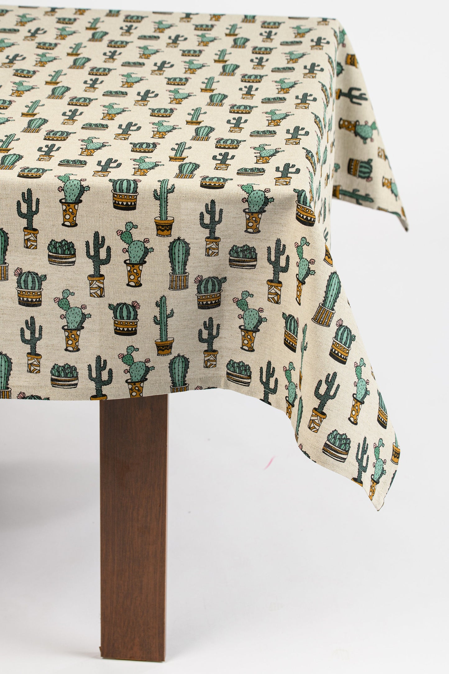 Cactus linen tablecloth, Western Boho kitchen décor, Green cacti table covering, Cactus garden table topper, Cactus lover gift idea