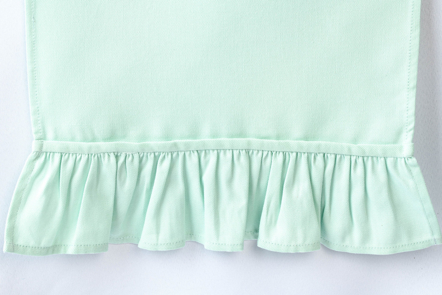 Light teal table runner, Mint table runner with ruffled ends, Pale teal table centerpiece, Teal wedding decorations