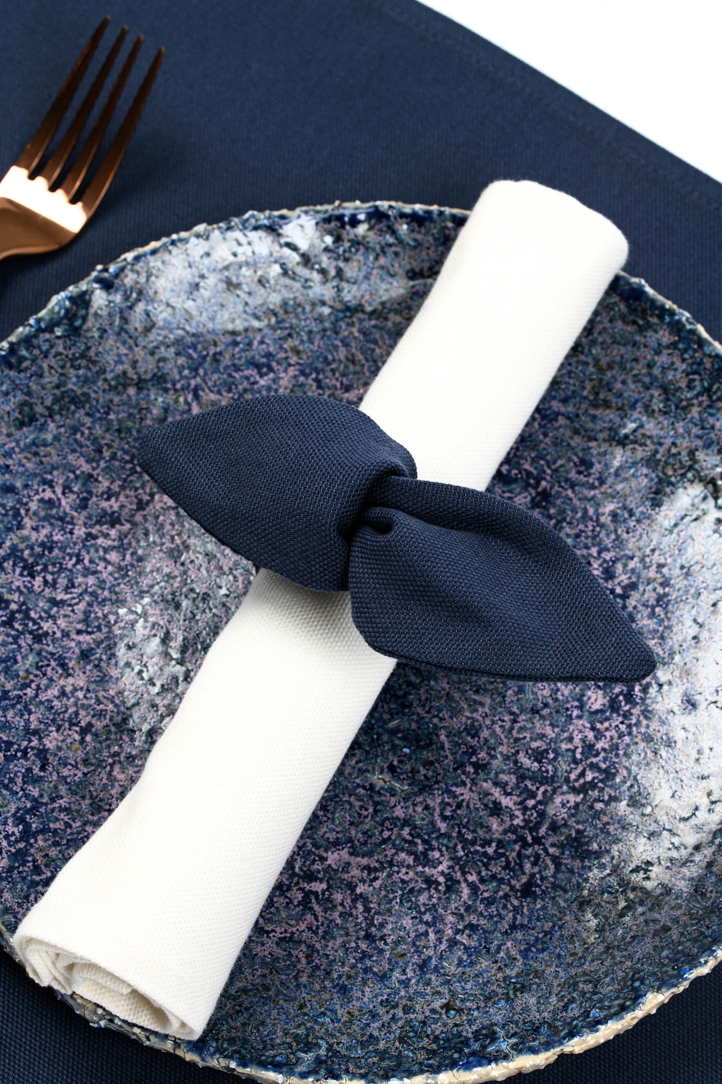 Naby blue napkin ring, Fabric cloth holder, Blue linen napkin decorations, Handmade blue wedding table décor