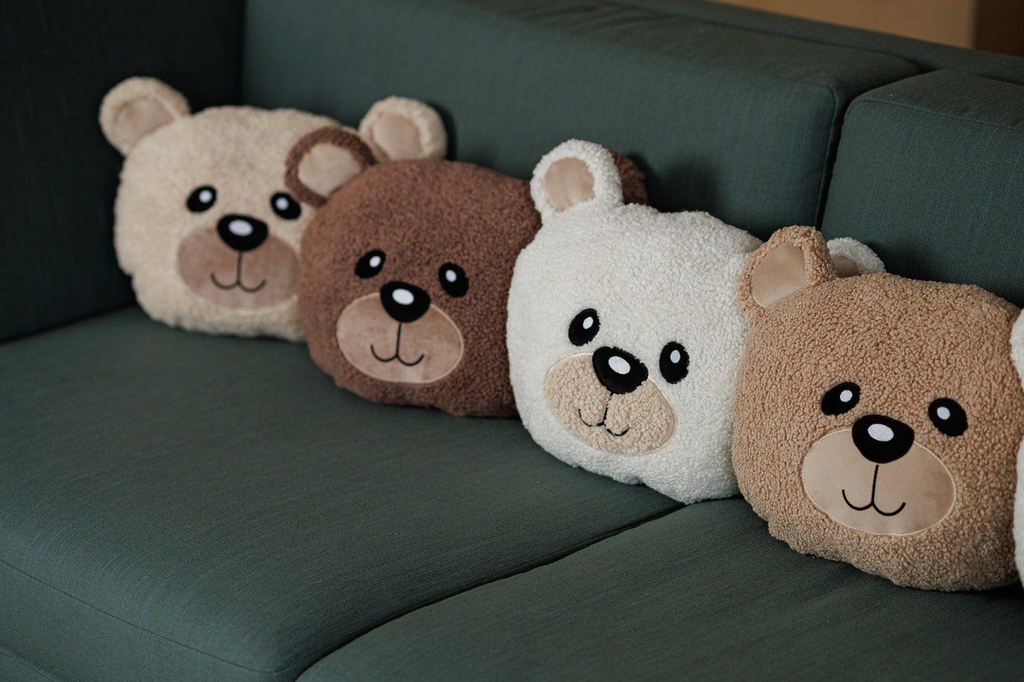 Teddy bear shaped cushion for kids, Woodland nursery decor