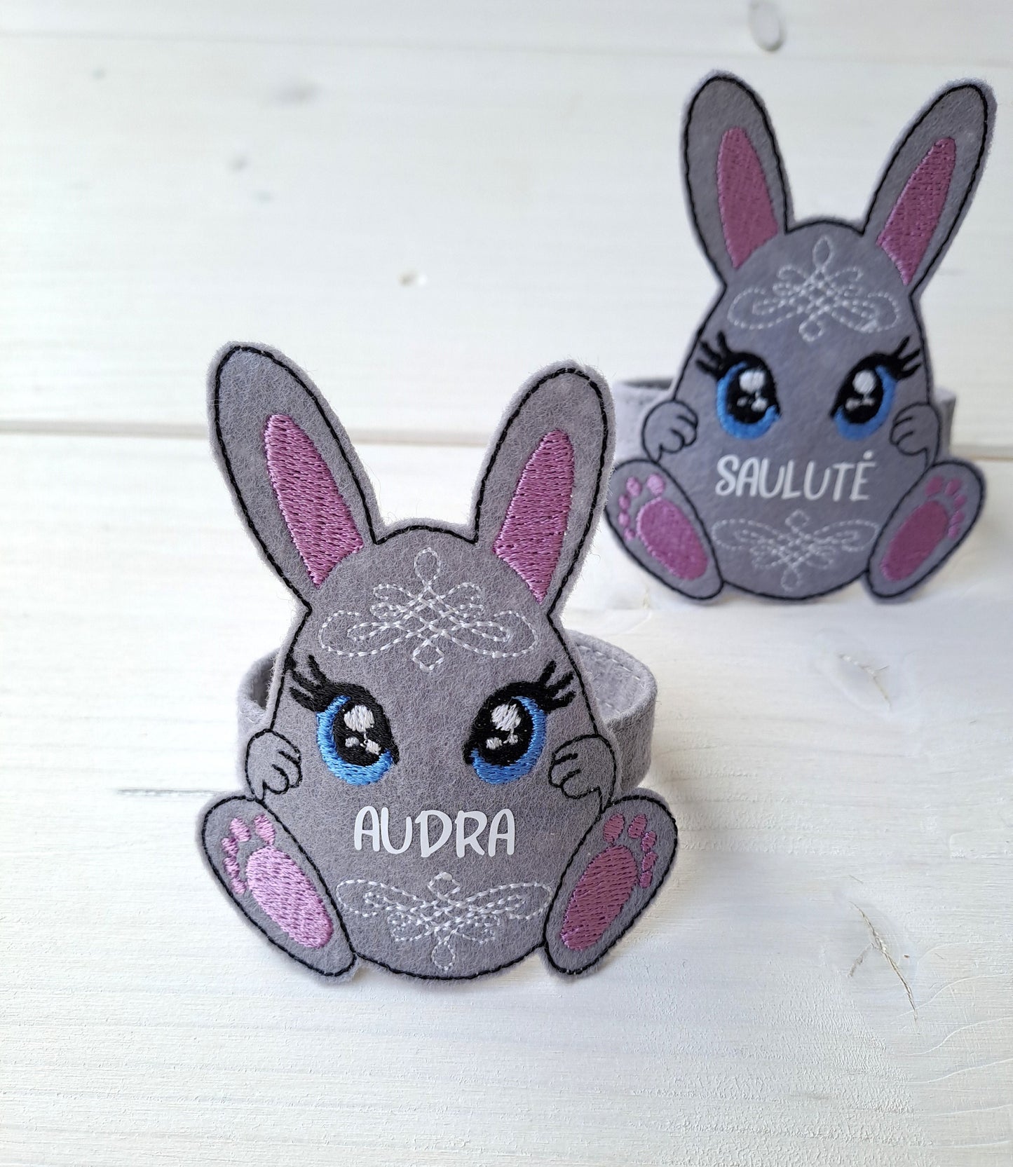 Personalized Easter bunny napkin ring, Custom Easter table decorations