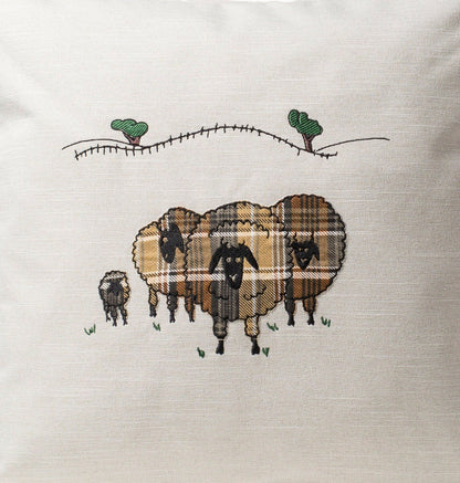 Ewe cushion cover, Sheep applique throw pillow cover for sofa, Birthday gift for sheep farmer, Decorative armchair throw