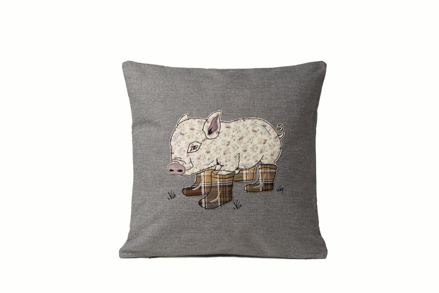 Pig cushion cover, Cute soft pink piglet pillow, Piggy applique throw for sofa, Birthday gift for pig lover, Country Farm home décor