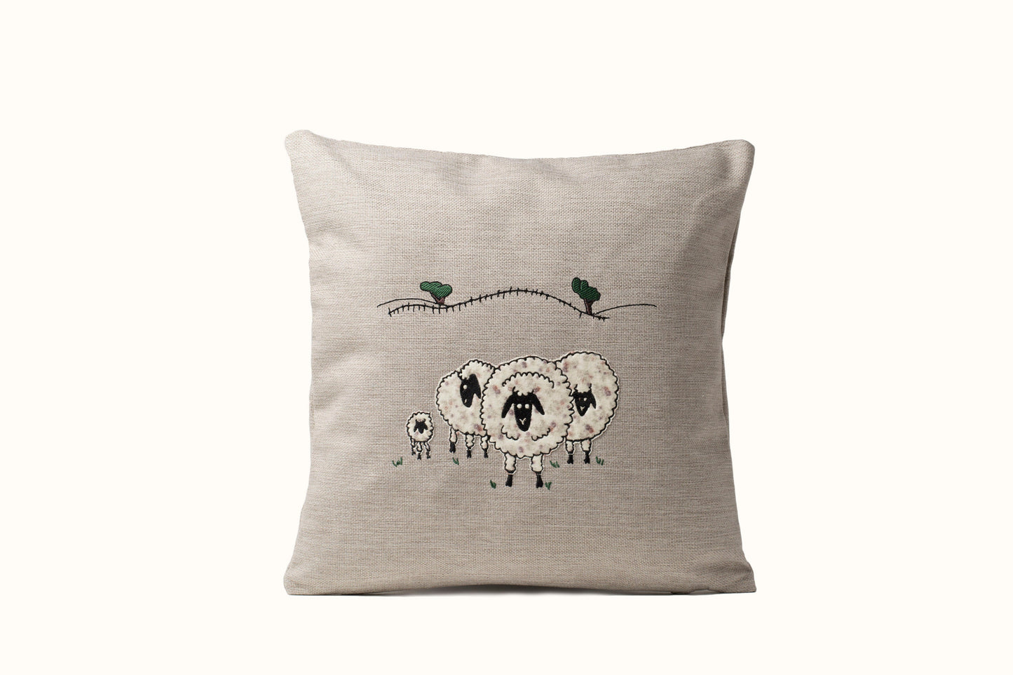 Birthday gift for sheep owner, Ewe cushion cover, Sheep applique throw pillow cover for sofa, Decorative armchair throw