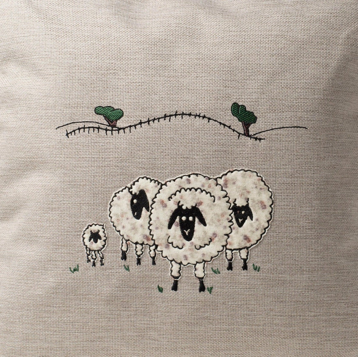 Birthday gift for sheep owner, Ewe cushion cover, Sheep applique throw pillow cover for sofa, Decorative armchair throw