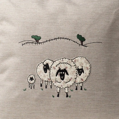 Birthday gift for sheep owner, Ewe cushion cover, Sheep applique throw pillow cover for sofa, Decorative armchair throw