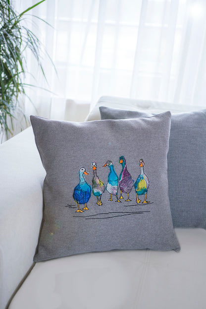 Geese cushion cover, Birthday gift for goose fan, Pillow cover for duck owner, Goose cushion décor, Duck sofa throw, Duckling cushion