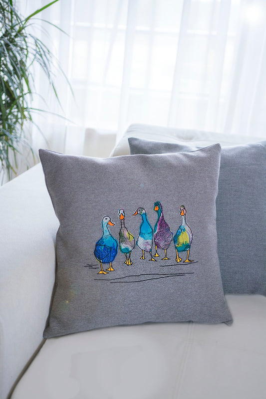 Geese cushion cover, Birthday gift for goose fan, Pillow cover for duck owner, Goose cushion décor, Duck sofa throw, Duckling cushion
