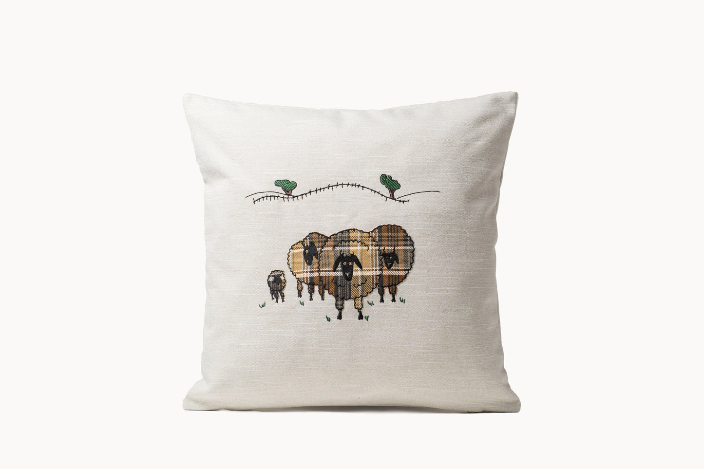 Ewe cushion cover, Sheep applique throw pillow cover for sofa, Birthday gift for sheep farmer, Decorative armchair throw