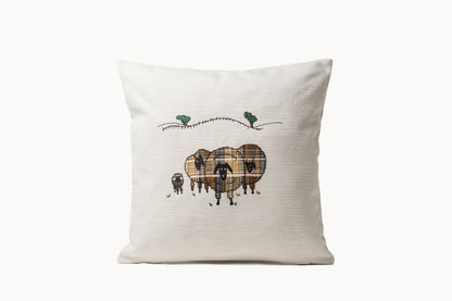 Ewe cushion cover, Sheep applique throw pillow cover for sofa, Birthday gift for sheep farmer, Decorative armchair throw
