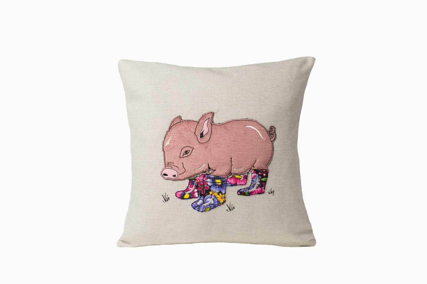 Birthday gift for pig lover, Piggy cushion cover, cute pink applique throw pillow cover for sofa, Pig home decor, Farm decor, Country home