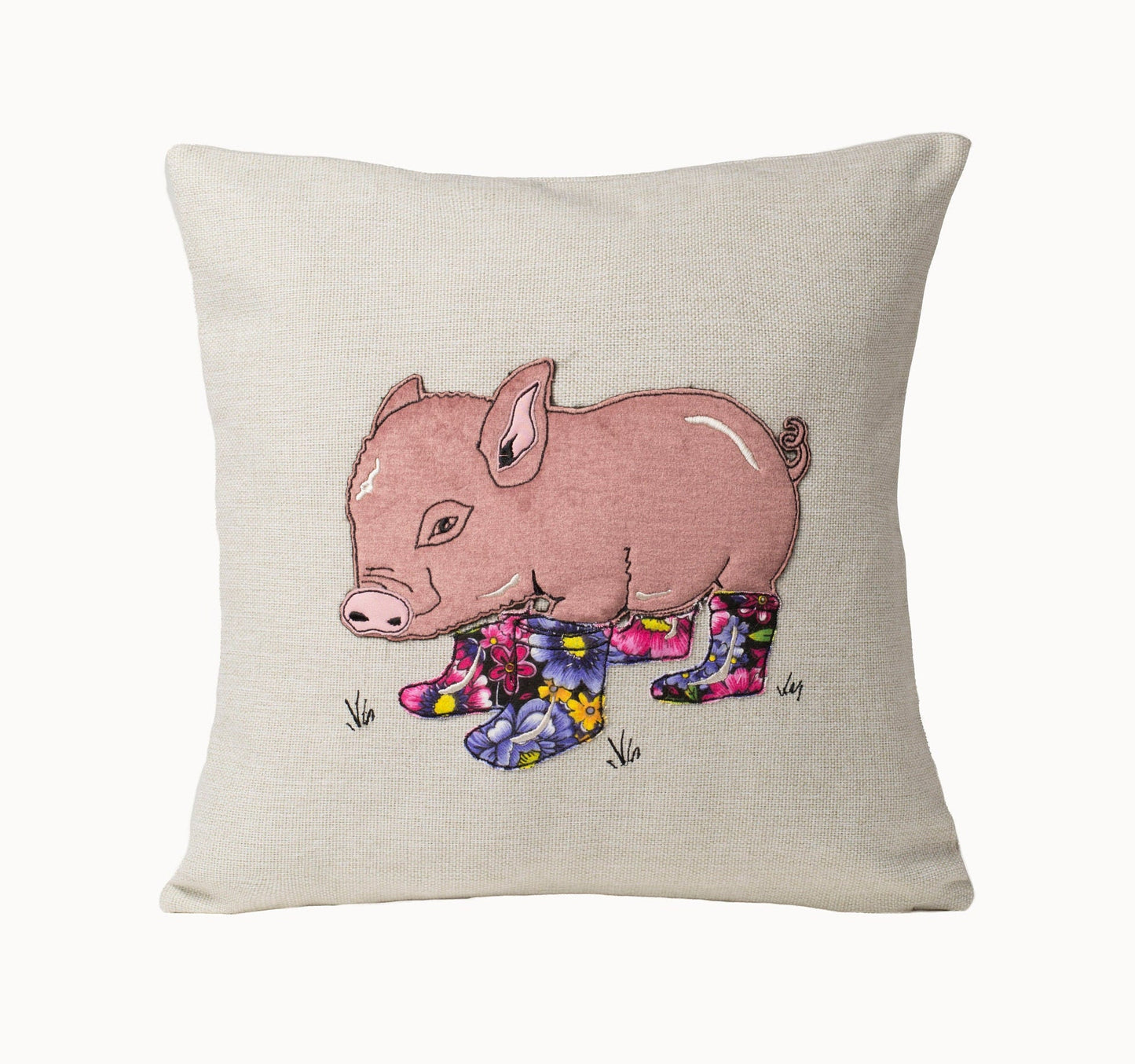 Birthday gift for pig lover, Piggy cushion cover, cute pink applique throw pillow cover for sofa, Pig home decor, Farm decor, Country home