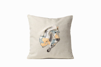 Cushion with horse, Birthday gift for horse raider, Cute applique throw pillow cover for horse owner, Equestrian themed cushion décor