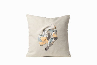 Cushion with horse, Birthday gift for horse raider, Cute applique throw pillow cover for horse owner, Equestrian themed cushion décor