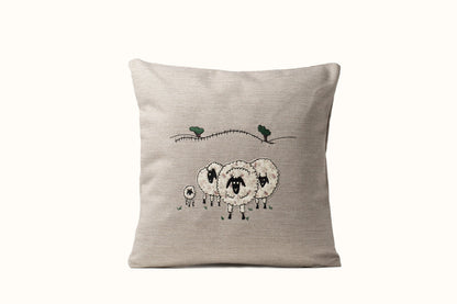 Birthday gift for sheep owner, Ewe cushion cover, Sheep applique throw pillow cover for sofa, Decorative armchair throw