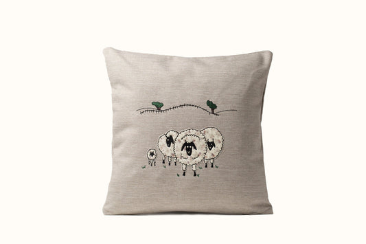 Birthday gift for sheep owner, Ewe cushion cover, Sheep applique throw pillow cover for sofa, Decorative armchair throw