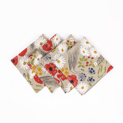 Poppy flower dinner napkins, Mother's Day table linen, Nana Mother's day gift set, Floral table decorations, Birthday festive napkins