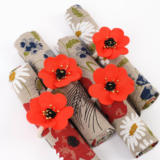 Poppy flower dinner napkins, Mother's Day table linen, Nana Mother's day gift set, Floral table decorations, Birthday festive napkins