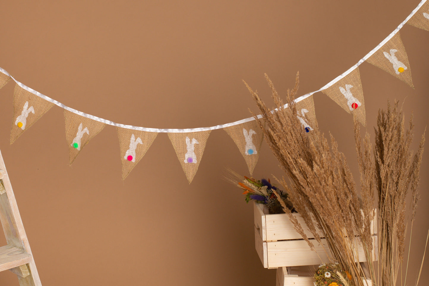 Easter bunny bunting, Easter rainbow bunny garland, Baby shower cute rabbit wall décor, Nursery spring décor