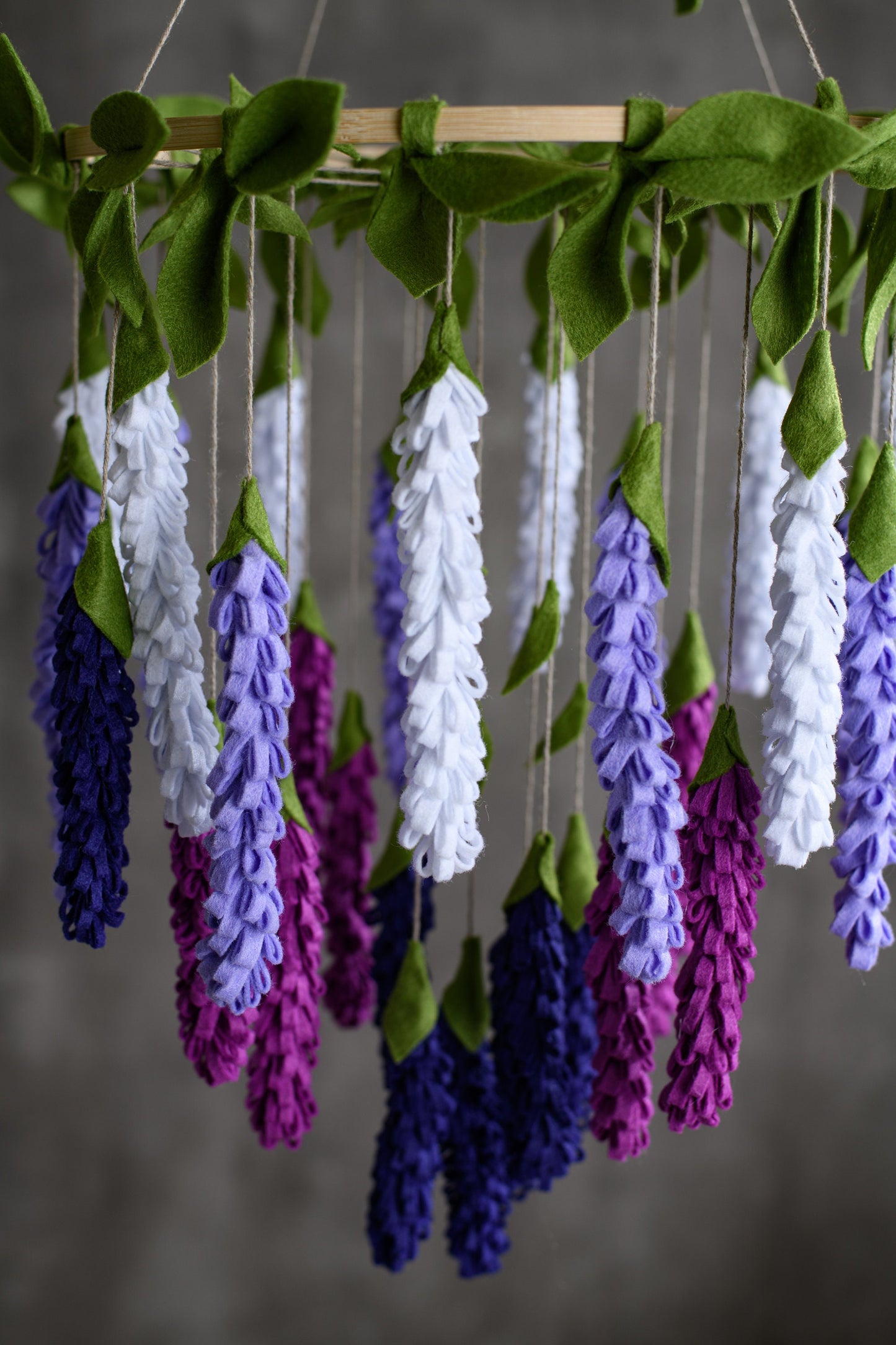 Purple flower mobile, Lavender flower chandelier, Nursery hanging decor, Chandelier crib mobile, Hanging floral arrangement, Spring garland
