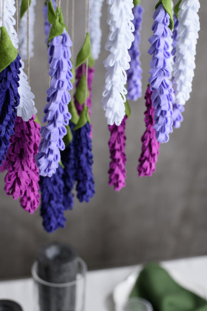 Purple flower mobile, Lavender flower chandelier, Nursery hanging decor, Chandelier crib mobile, Hanging floral arrangement, Spring garland