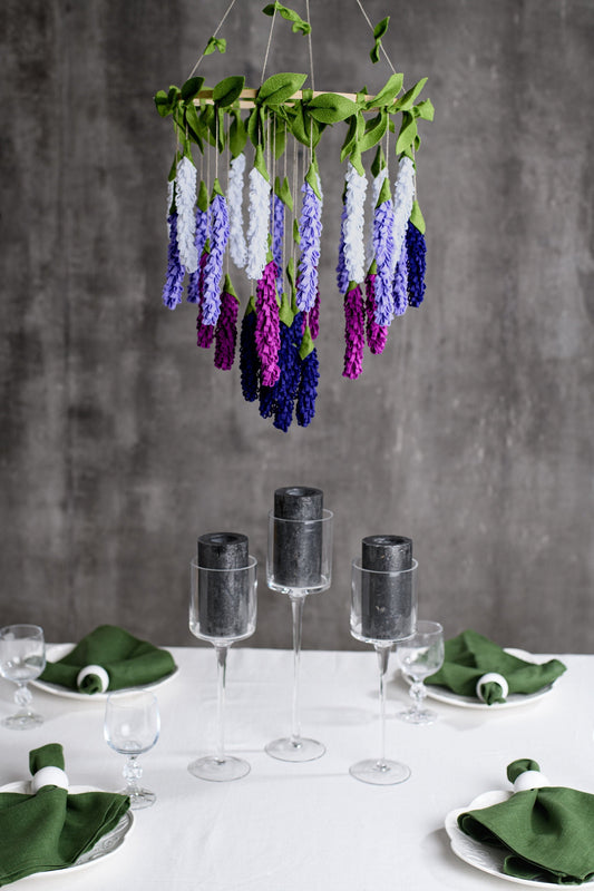Purple flower mobile, Lavender flower chandelier, Nursery hanging decor, Chandelier crib mobile, Hanging floral arrangement, Spring garland