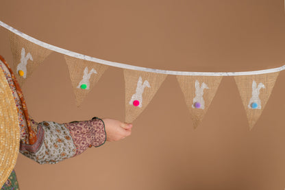Easter bunny bunting, Easter rainbow bunny garland, Baby shower cute rabbit wall décor, Nursery spring décor