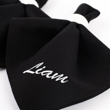 Black napkins personalized, Cocktail black napkins with name, Customized black table serviettes