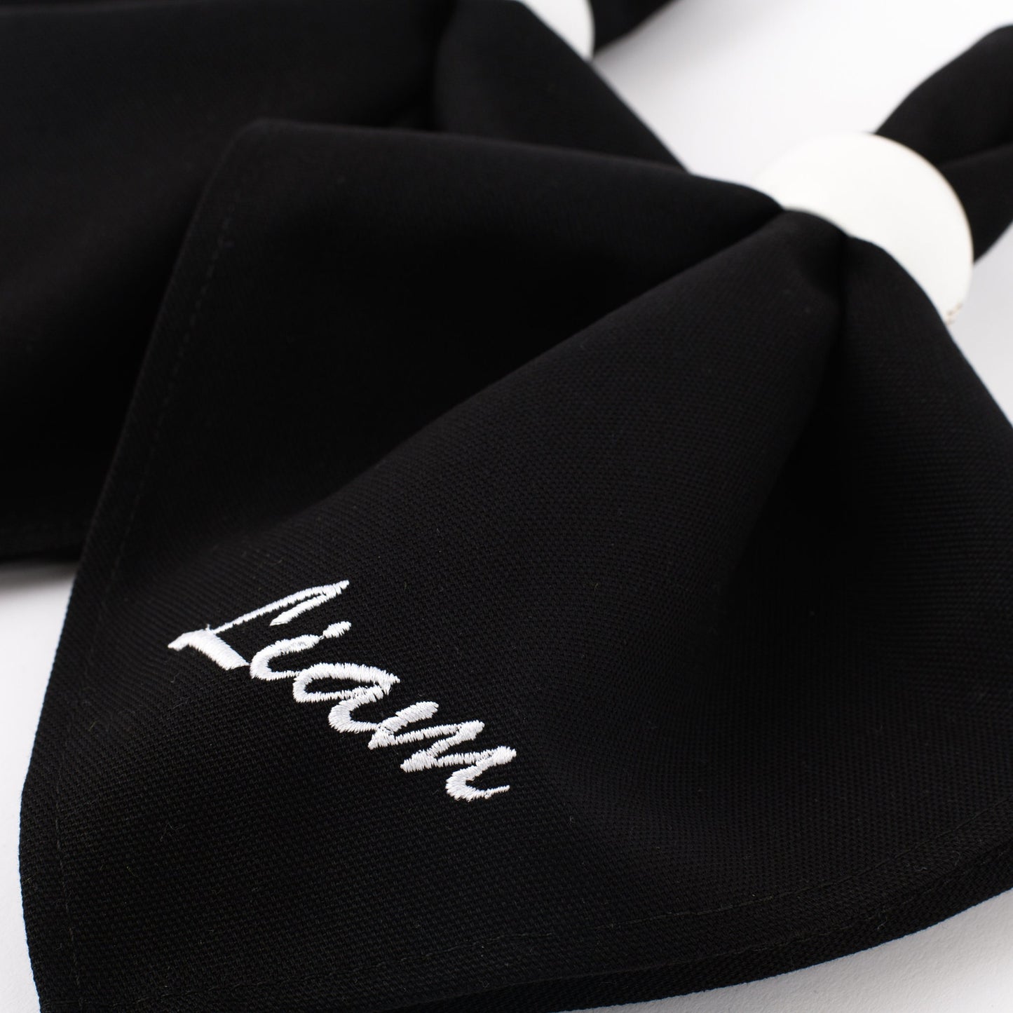 Black napkins personalized, Cocktail black napkins with name, Customized black table serviettes