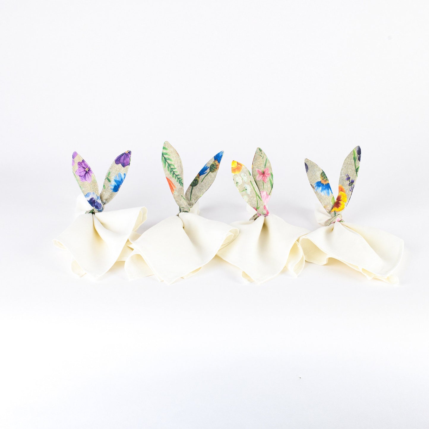 Easter bunny ear napkin ring, Easter table fabric cloth holder, Mother's day floral table decoration, Bunny rabbit napkin ring for Easter