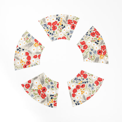 Round two sided table placemats, Floral placemats for round table, Wedge shaped placemat set, Poppy table décor, Country round table toppers