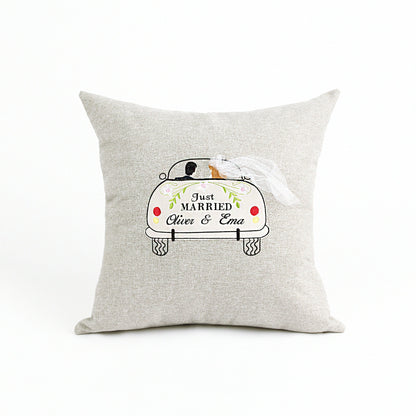 Wedding gift for couple, Personalized cushion Mr & Mrs, Wedding anniversary gift, Just Married cushion cover, Personalized wedding pillow
