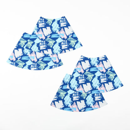 Blue wedge placemats for round table,  Abstract print table linen, Modern placemats for round table, Bright blue table decorations