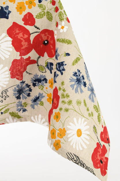 Floral tablecloth * Table cloth for round square rectangular table * Table linen wit poppy flowers * Country table covering * Table topper