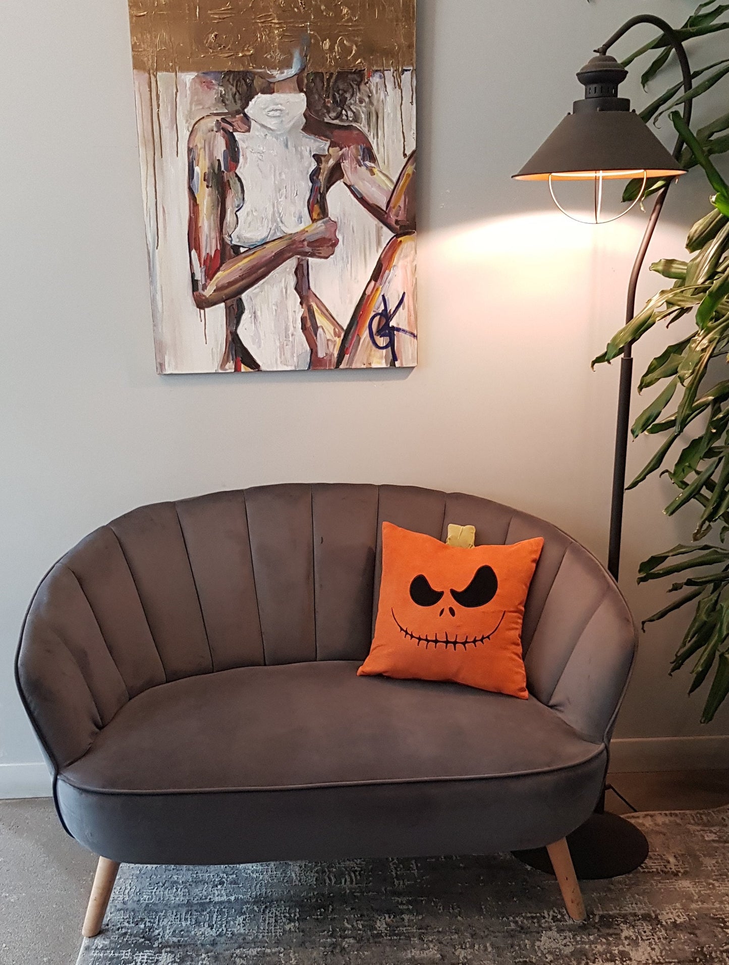 Halloween pumpkin shaped cushion