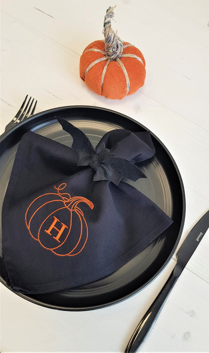 Black Halloween napkin with embroidered letter