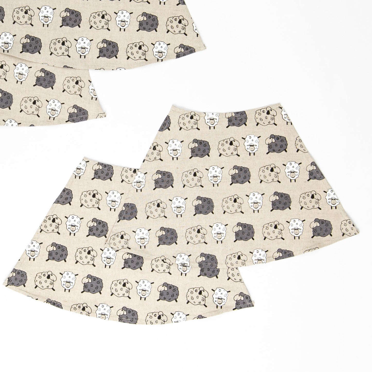 Fabric placemat set of 2 3 4 5 6, Sheep placemats for round table, Reversible linen wedges, Cute Sheep table linen, Sheep fan gift