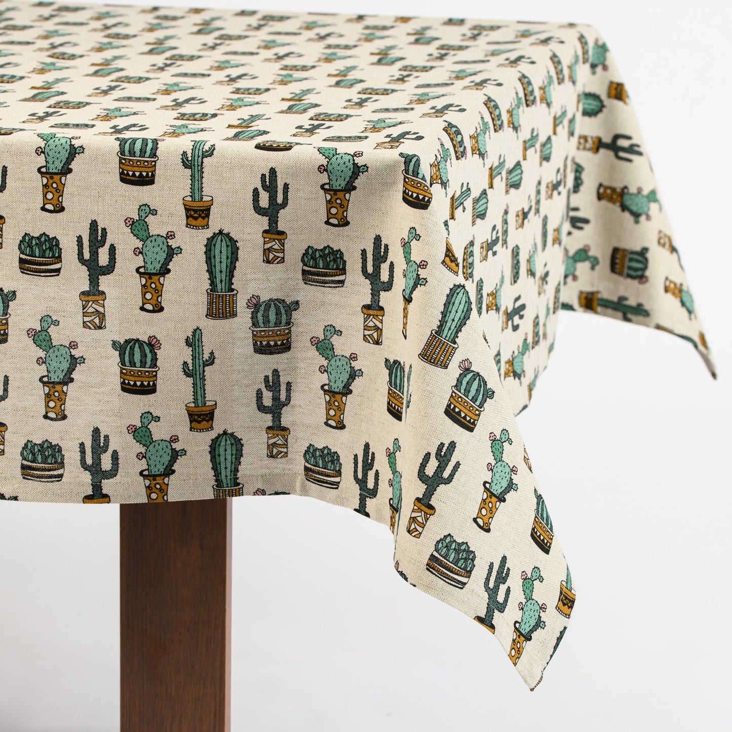 Cactus linen tablecloth, Western Boho kitchen décor, Green cacti table covering, Cactus garden table topper, Cactus lover gift idea
