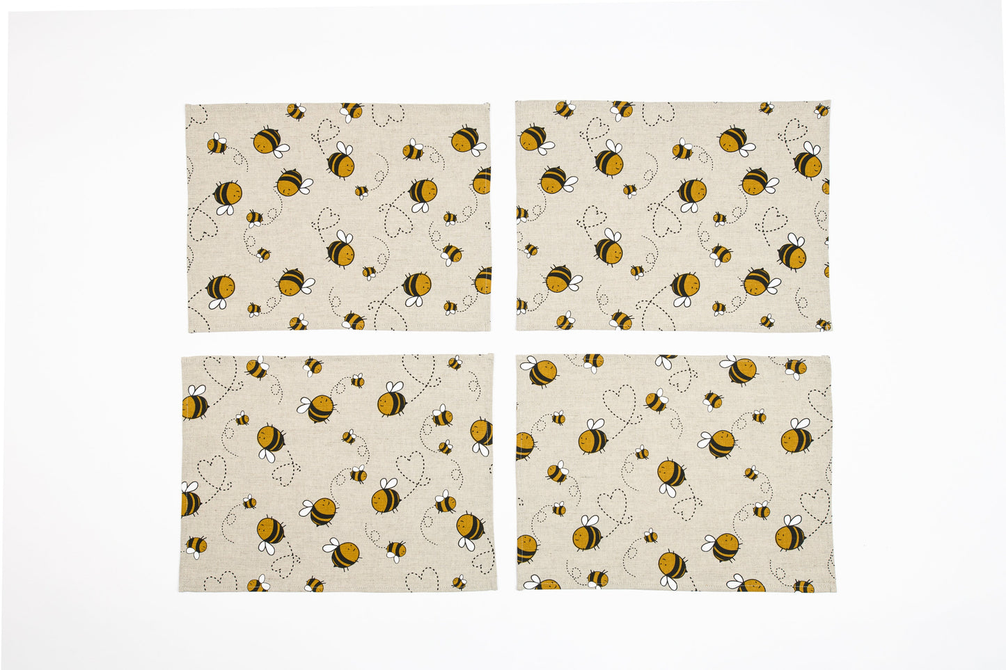 Bee placemat set of 2 4 6 8, Christmas gift for beekeeper, Bumblebee placemat, Bee print table topper, Bee kitchen décor, Bee fan Xmas gift