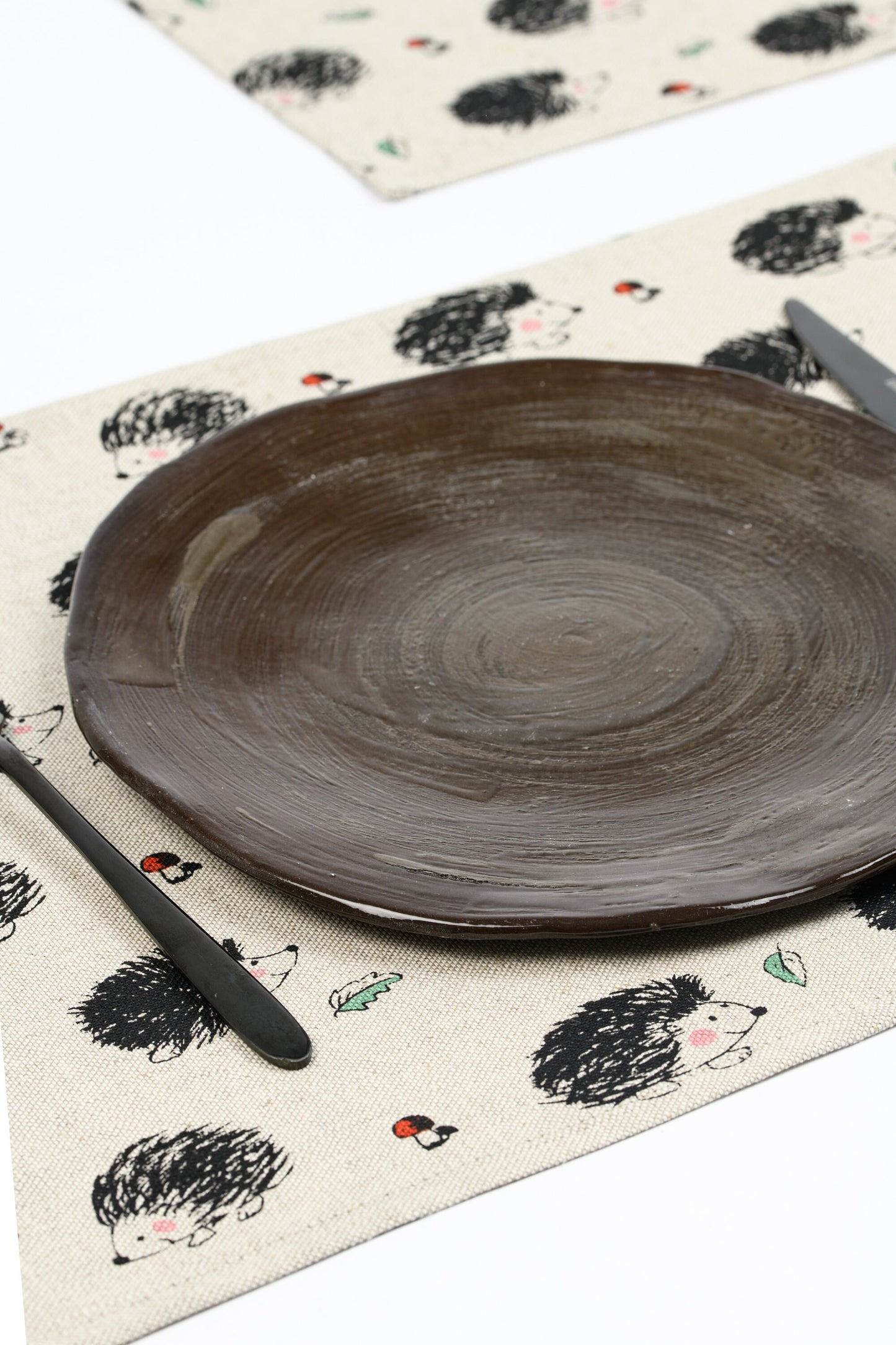 Hedgehog placemat set of 2 4 6, Thanksgiving linen placemat, Autumn Fall hedgehog placemats, Christmas hedgehog fan gift, Woodland placemats