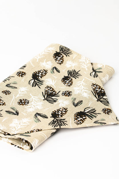 Rustic table linen inspired by nature, Pinecone table centerpiece, Natural linen table topper, Table runner with pointed ends