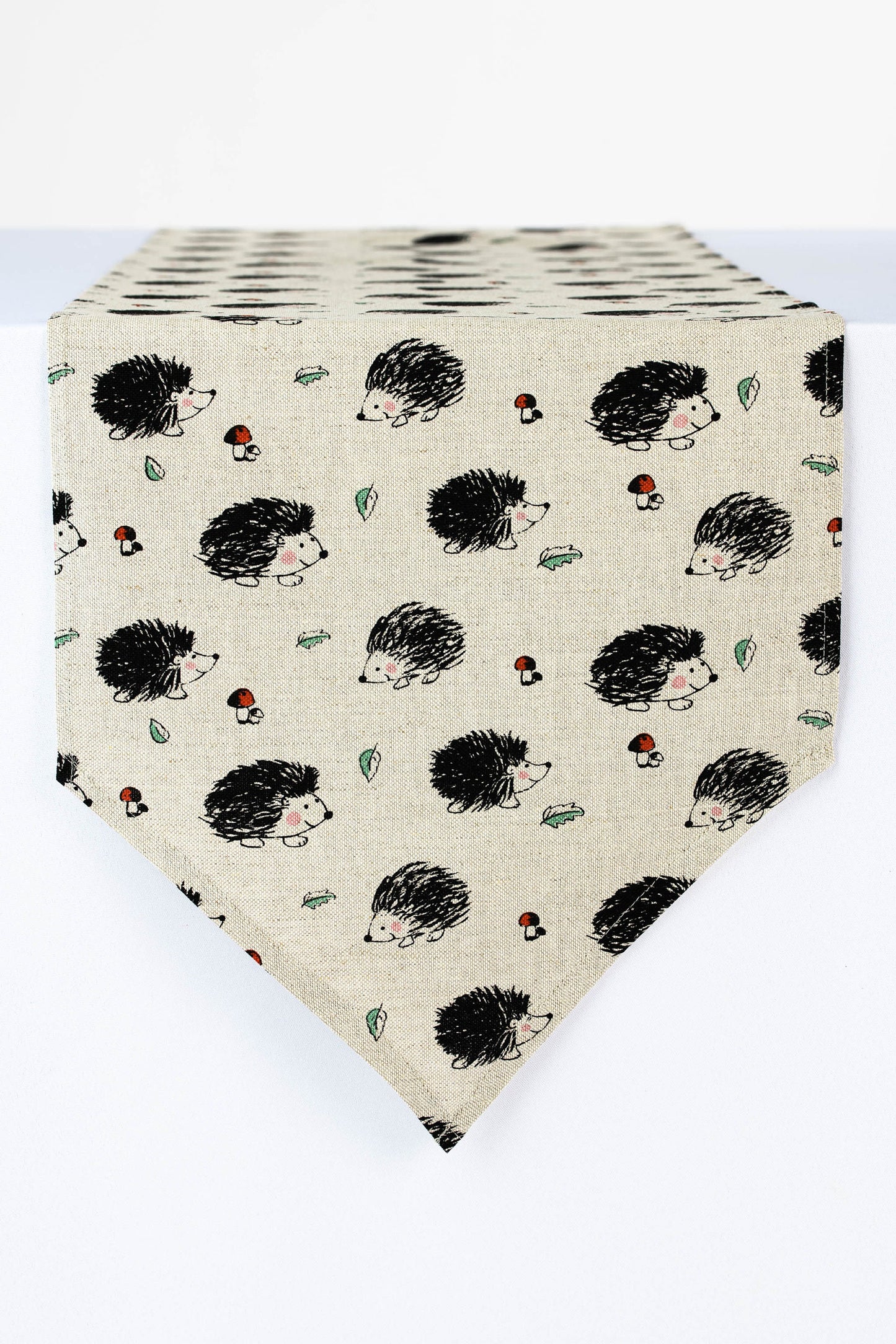 Hedgehog table runner, Woodland table linen, Forest kitchen decoration, Table rustic centerpiece, Hedgehog gift for her, Coffee table runner
