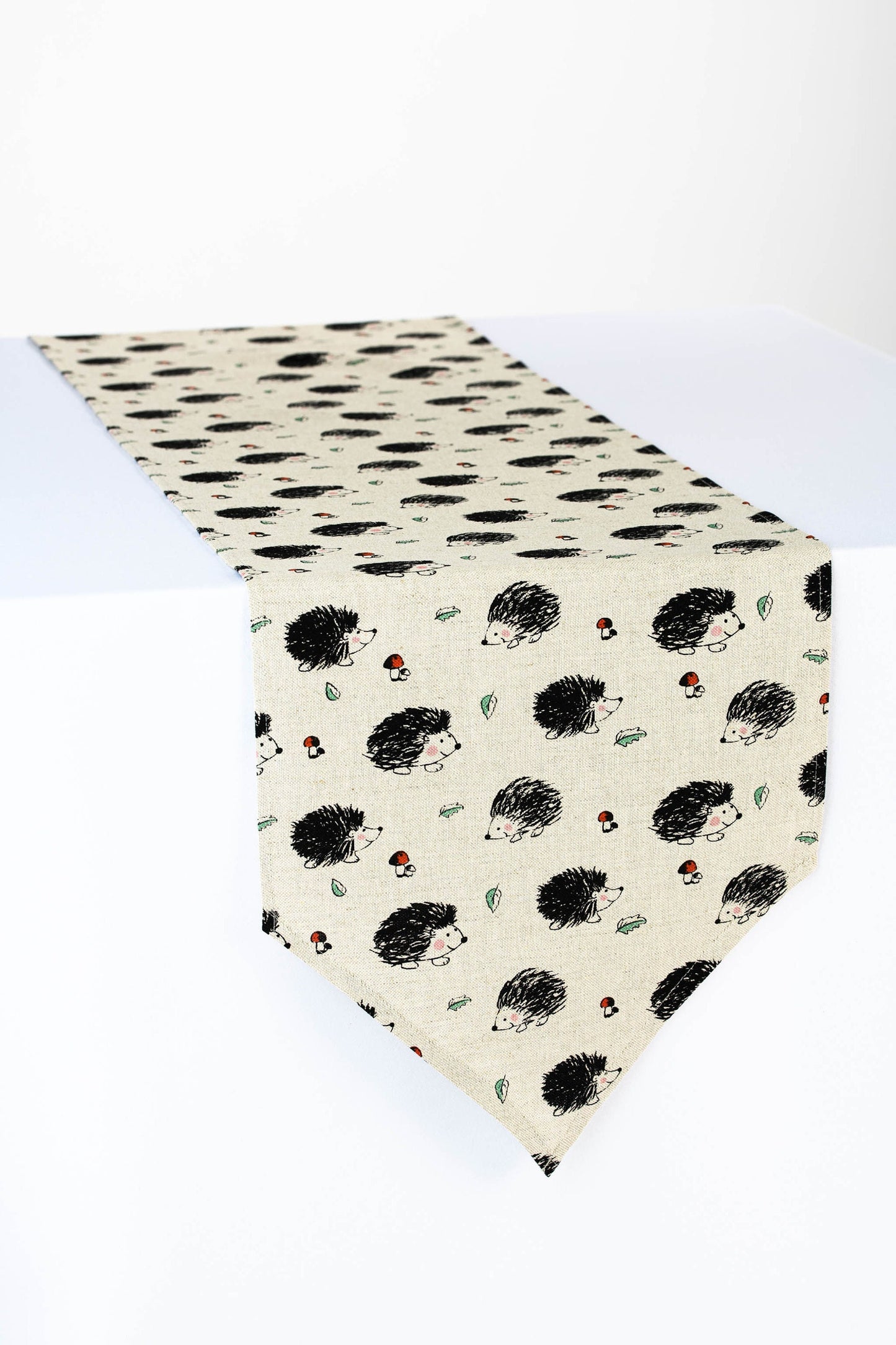 Hedgehog table runner, Woodland table linen, Forest kitchen decoration, Table rustic centerpiece, Hedgehog gift for her, Coffee table runner