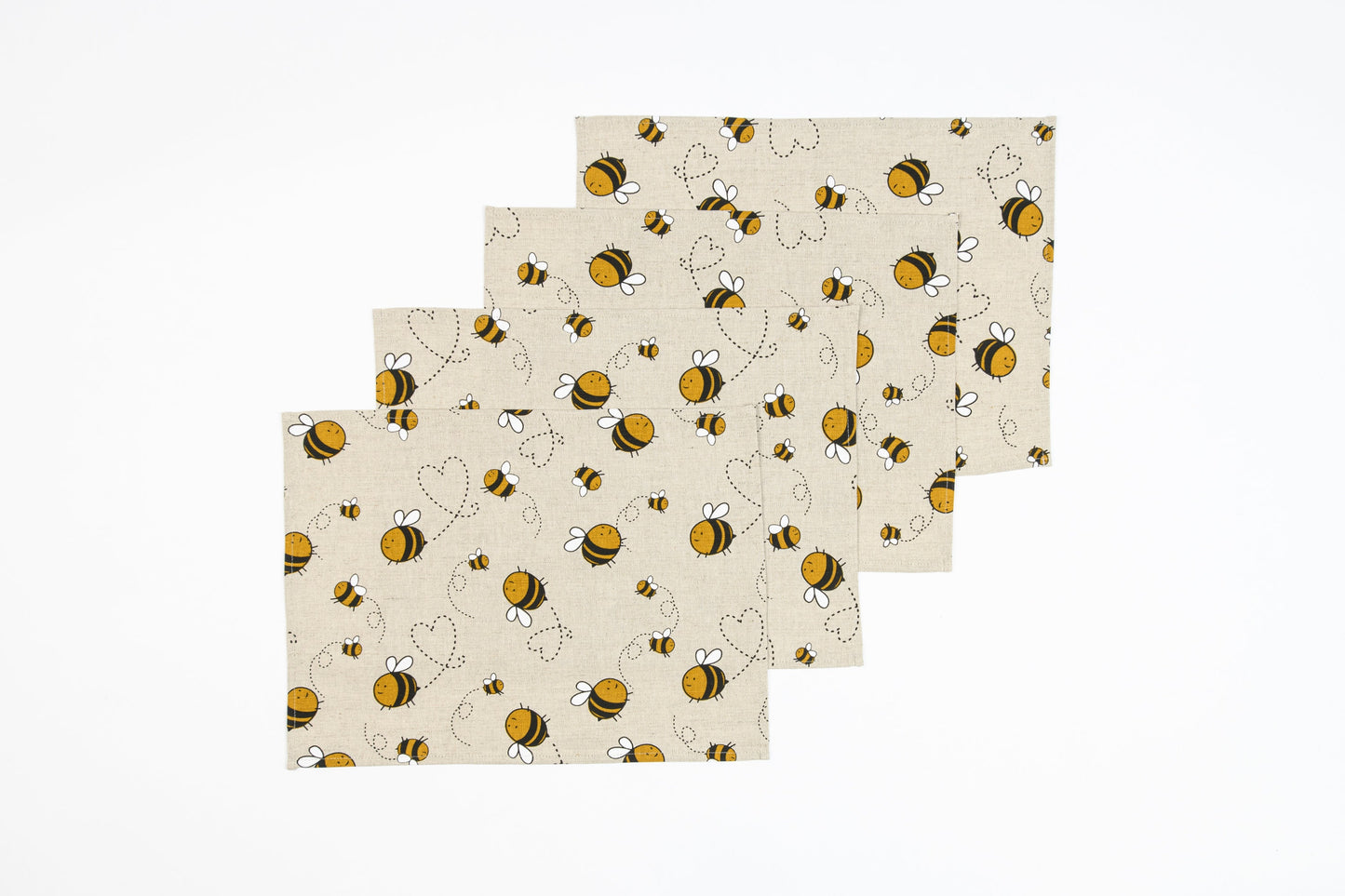 Bee placemat set of 2 4 6 8, Christmas gift for beekeeper, Bumblebee placemat, Bee print table topper, Bee kitchen décor, Bee fan Xmas gift